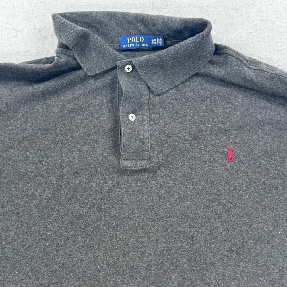 Polo Ralph Lauren Mens 2XB Big & Tall Charcoal Grey Short Sleeve Pony Polo Shirt
